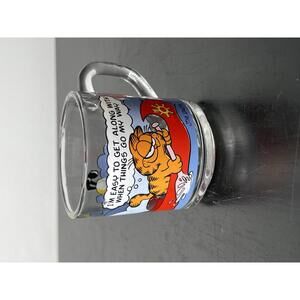 Jim Davis VTG 1975 Clear 8oz Garfield in a Canoe Mug